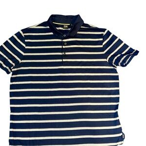 Hugo Boss Men’s XL Navy and White Striped Polo
